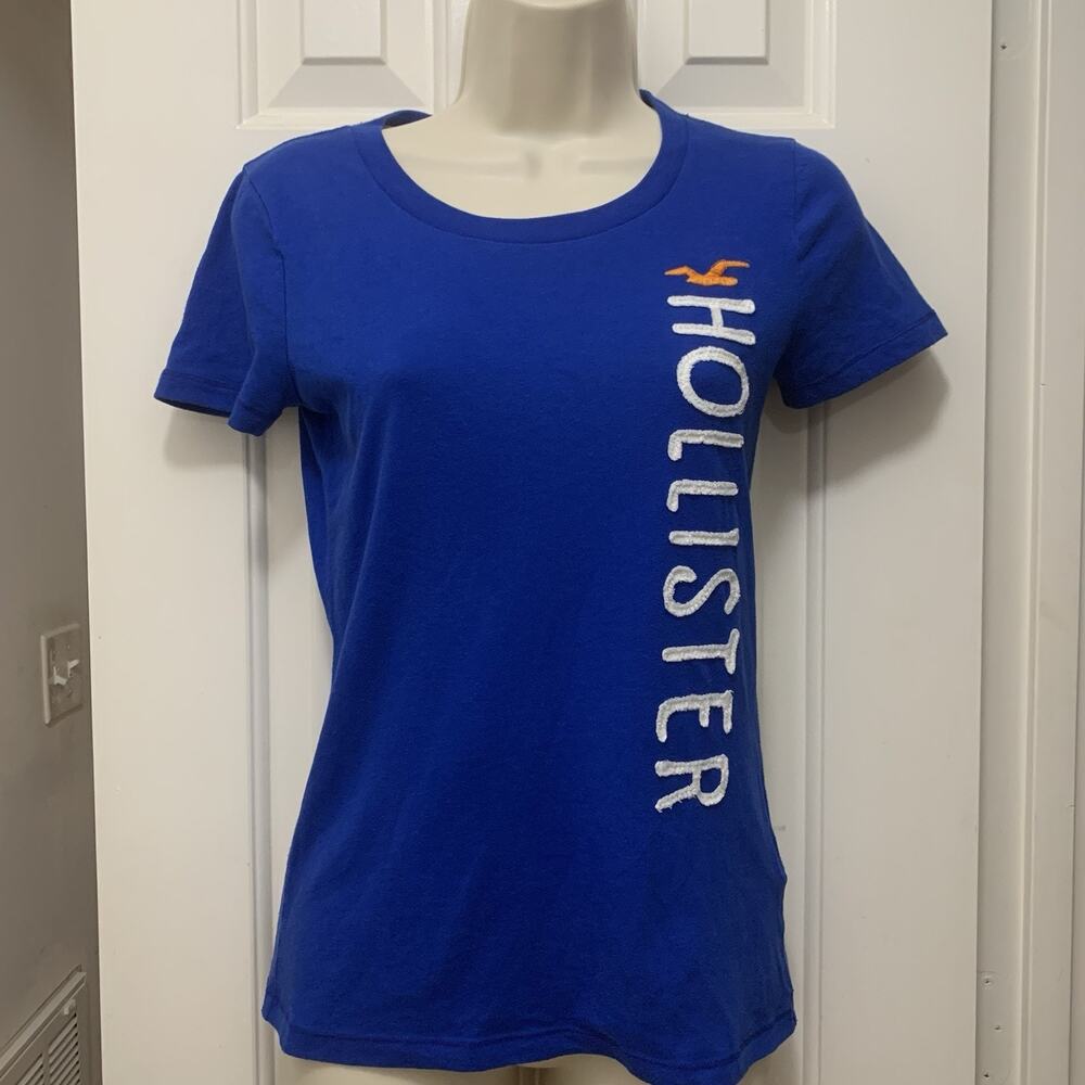 Hollister Y2K Tight Tee Logo Blue Sz Medium M Bird Fitted Cali T-shirt